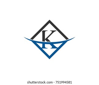 initial letter K black blue