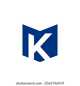 Initial letter K book logo template blue	