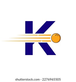 Initial Letter K Bowling Logo. Bowling Ball Symbol Vector Template