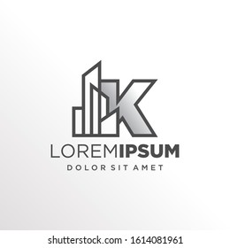 Initial Letter K with Buildings Logo Design