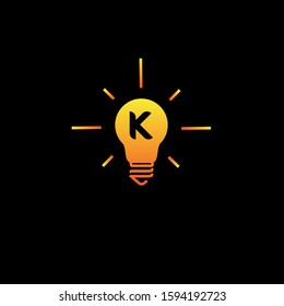 initial letter K in the bulb lamp logo vector inspiration