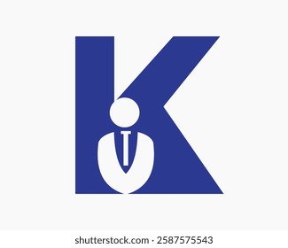 Initial Letter K Business Man Logo Concept With Man Symbol Vector Template