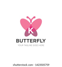 initial letter k butterfly logo and icon vector illustration design template