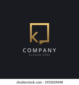 Initial letter K in chat square with modern gold color