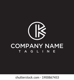 initial letter K circular vector line logo design inspiration
