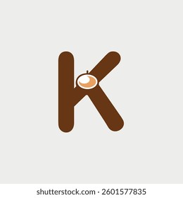 Initial Letter K Coffee Cup logo design. Coffee Shop design concept alphabet font. Vector Illustration.
