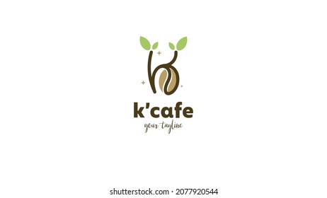 Initial letter K coffee logo design with playful style