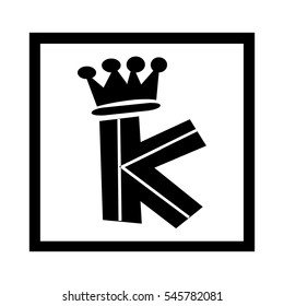 Initial letter K with crown black color and white background logo vector