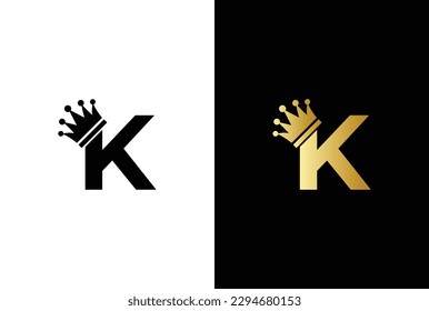 initial letter K crown logo, king royal brand company logo design vector template