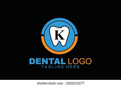initial Letter K dental logo