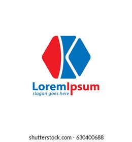 Initial letter k design logo, hexagonal shape