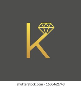 initial letter K with diamond vector logo template