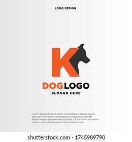 Initial Letter K Dog Logo Design Template