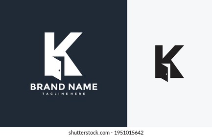 initial letter K door logo	