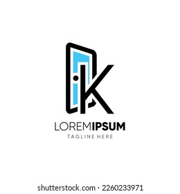 Letra inicial K Door Logotipo inmobiliario Diseño Icono del vector Ilustración gráfica Ilustración 