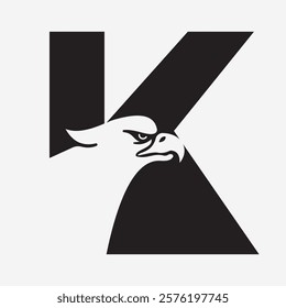 Initial Letter K Eagle Logo. Eagle Head Logo Concept For Business Company Vector Template