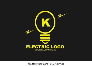 Initial Letter K Electric Lamp Logo
