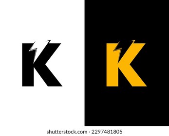 Letra inicial K Logotipo eléctrico. letra creativa K Plantilla vectorial de logotipo eléctrico