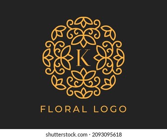 initial letter K Elegant Floral Logo Vector Design illustrations Template. 
Vector Logo design for natural products, flower shop, cosmetics, Organic, ecology concepts, health, spa.