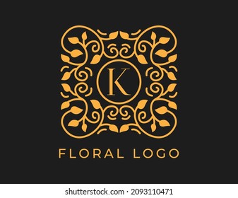 initial letter K Elegant Floral Logo Vector Design illustrations Template. 
Vector Logo design for natural products, flower shop, cosmetics, Organic, ecology concepts, spa.
