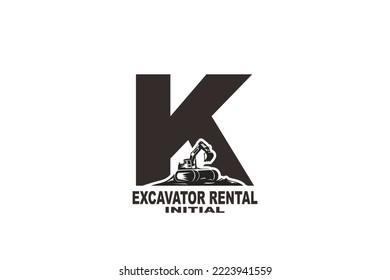 logotipo de miniexcavadora de letra K inicial
