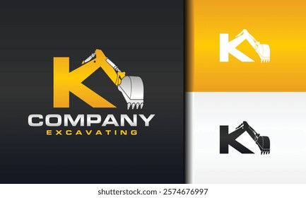 initial letter K excavator logo