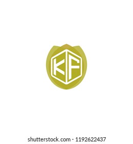 Initial Letter K, F, KF Logo Design with Leaf, Ecology, Nature, Organic Illustration for Company Identity Concept Design