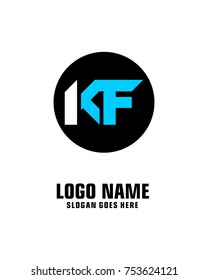 Initial letter K & F logo template vector
