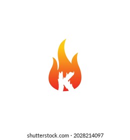 initial letter k with fire effect