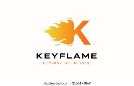 Initial Letter K and fire Logo. Flame logo isolated on White Background. Usable for Business and Branding Logos. Vector Graphic Branding Element