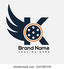 Logo De La Letra Inicial K Flim. Logo de Flim, película, pluma, ala, modelo de diseño del logotipo de Reel Plantilla de diseño