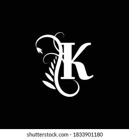 Initialbuchstabe K Blüte Monogramm in Schwarz-Weiß-Farbe.