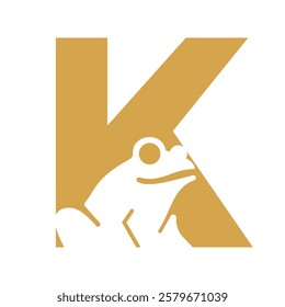 Initial Letter K Frog Logo Design Vector Template