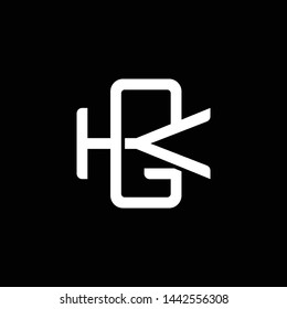 Initial letter K and G, KG, GK, overlapping interlock monogram logo, white color on black background