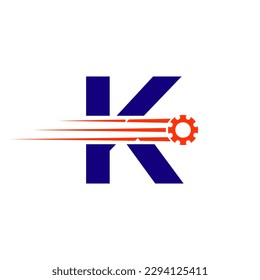 Initial Letter K Gear Cogwheel Logo. Automotive Industrial Icon, Gear Logo, Car Repair Symbol