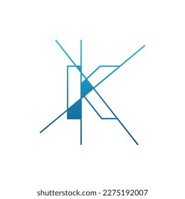 Letra inicial k logotipo de arquitectura geométrica