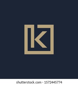initial letter K geometric with square frame line art. Suitable for business consulting, studio, room, group, decoration, building, concept design. - vector