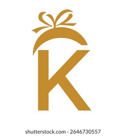 Initial Letter K Gift Logo Design For Event, Anniversary, Birthday and Party Symbol