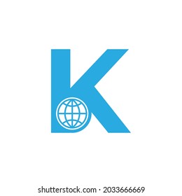 Initial Letter K Globe Logo Design Template Element. Vector Eps10