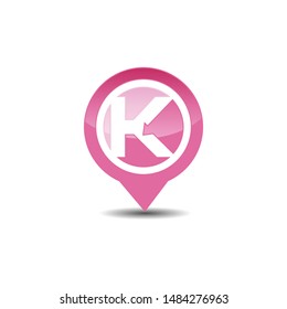 Initial letter K GPS map pointer icon directional navigation logo vedctor design template