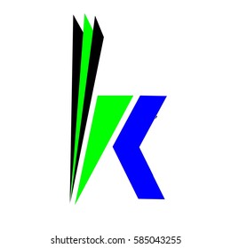 initial letter K green and blue color logo vector
