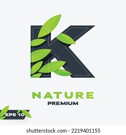 Initial letter K with green leaf logo vector design template, Perfect for spa, beauty and etc