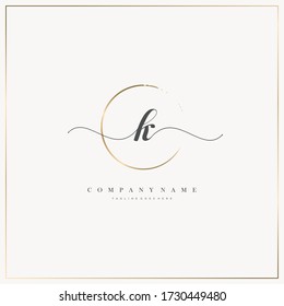 Initial Letter K handwriting logo hand drawn template vector