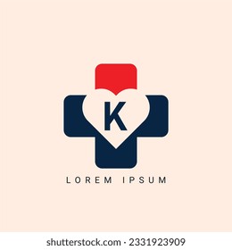 initial Letter K Heart Logo Concept symbol sign icon Design Element. Love, Medical, Health Care, Valentine's Day Logotype. Vector illustration template