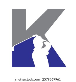 Initial Letter K Hockey Player Logo Concept For Hockey Game Club Symbol Vector Template