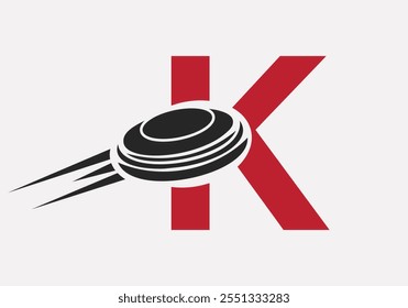 Initial Letter K Hockey Puck Logo Vector Template