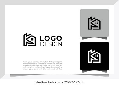 Initial letter K home house logo design. Vector illustration of home shaped for company