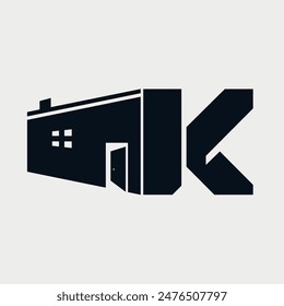 Initial Letter K Home or House logo design. Unique and Classic Real Estate design concept alphabet font. Vector Illustration.