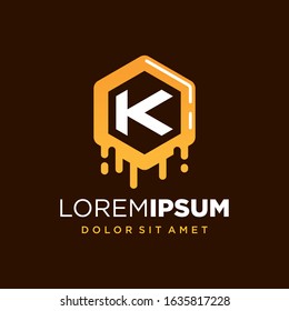 Initial Letter K with Honeycomb Logo Design