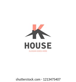 Initial Letter K House Real Estate Logo Design 